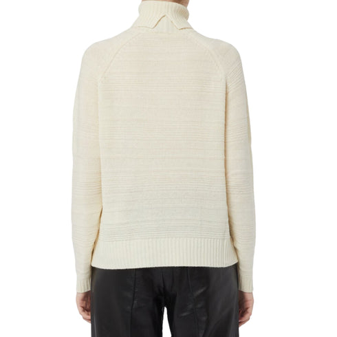 Emme Marella Pullover Maglia Dolcevita Donna in lana lavorata Panna A23-EMME MARELLAMARRUCA-015-S - Francavilla Moda